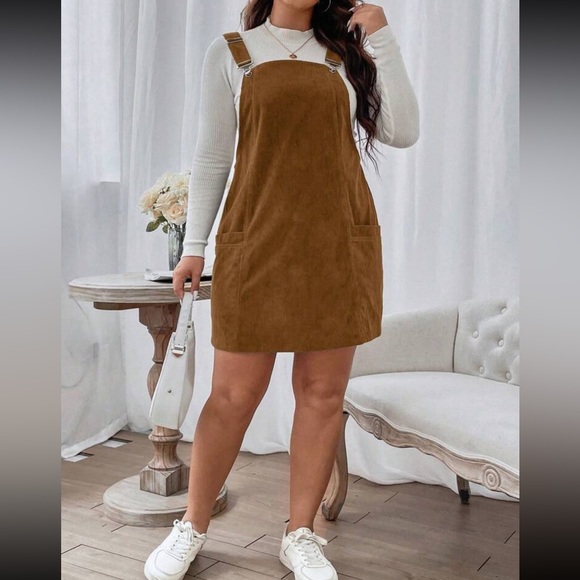 Boho plus size overall corduroy dress - Picture 3 of 16